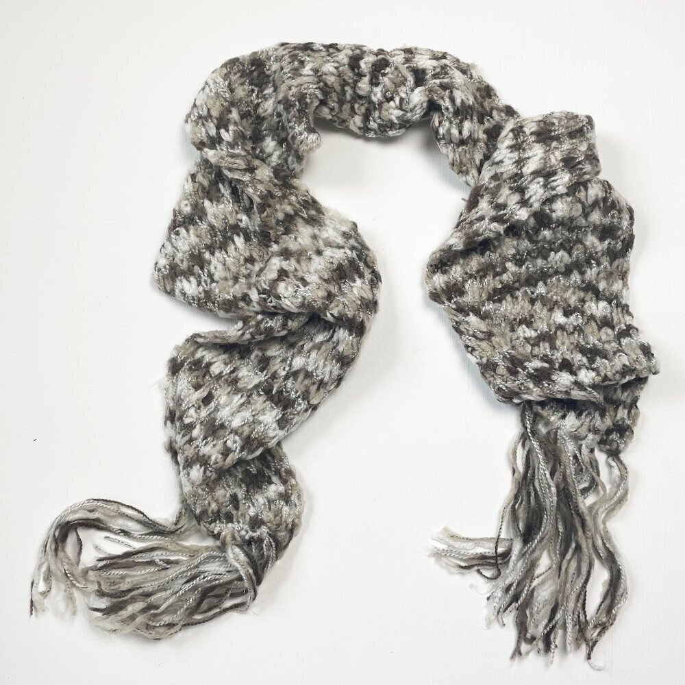boho chunky knit scarf with tassels perfect for layering anthro crochet